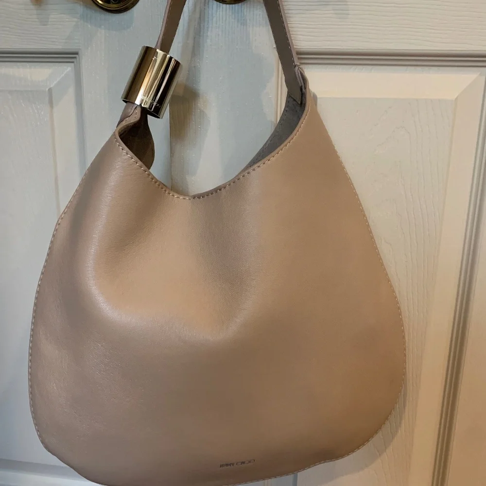 Jimmy Choo Tan Nappa Leather Hobo Handbag